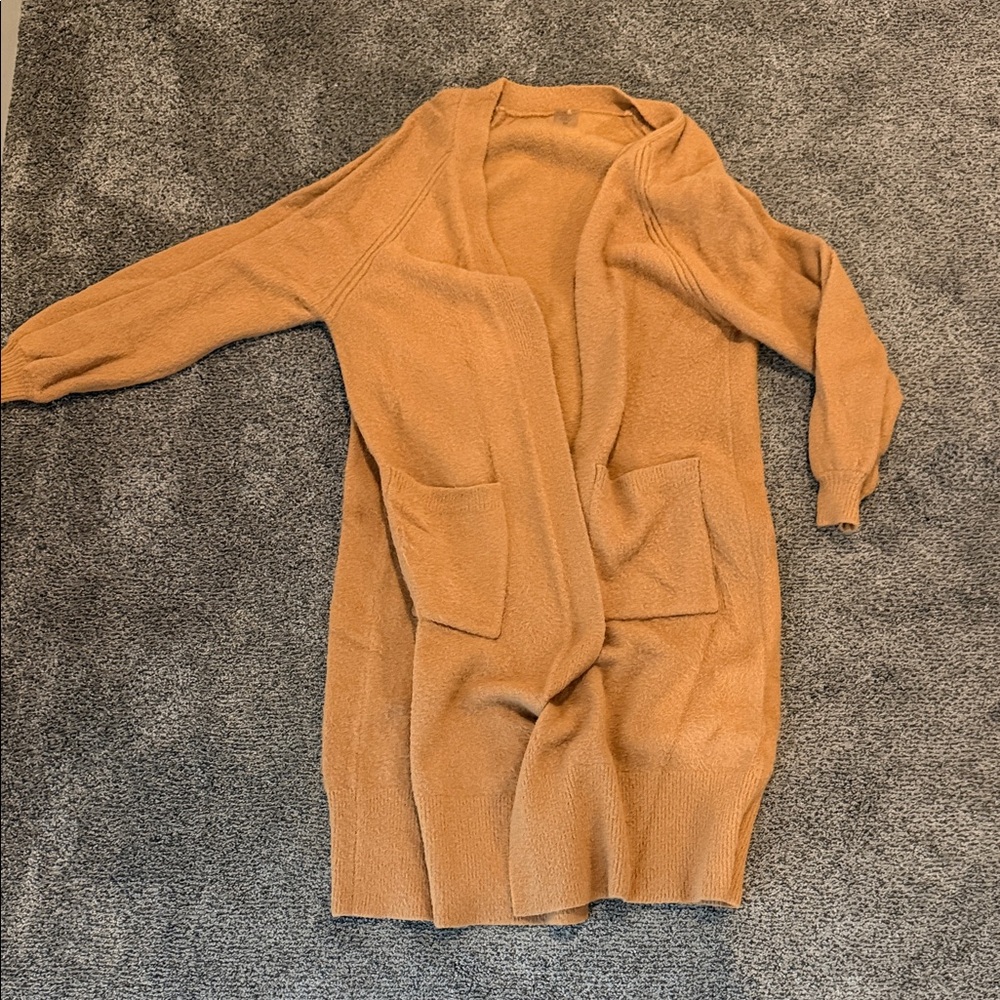 CALIA by Carrie Underwood Tan Open-Front Cardigan